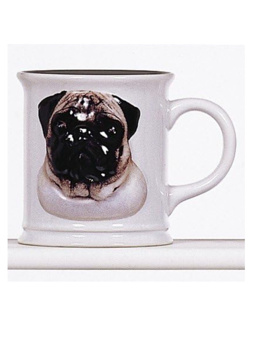 Vintage Pug Mug 3D White Ceramic Face Design Xpres Best Friends Originals 10 oz